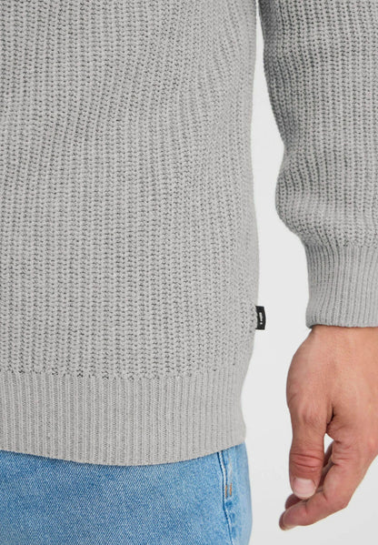 Men's High Neck Zip-Up Jumper - Grey