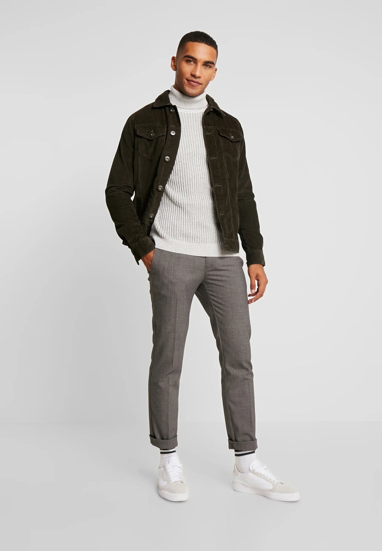 High Neck Wool Jumper - Grey