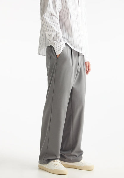 Wide Fit Casual Trousers - Grey