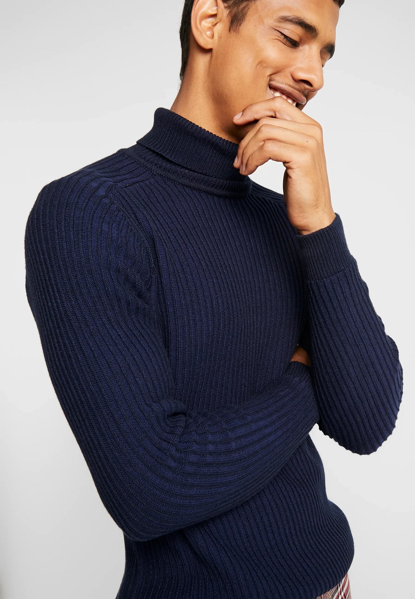 Navy Blue Wool Roll Neck Jumper
