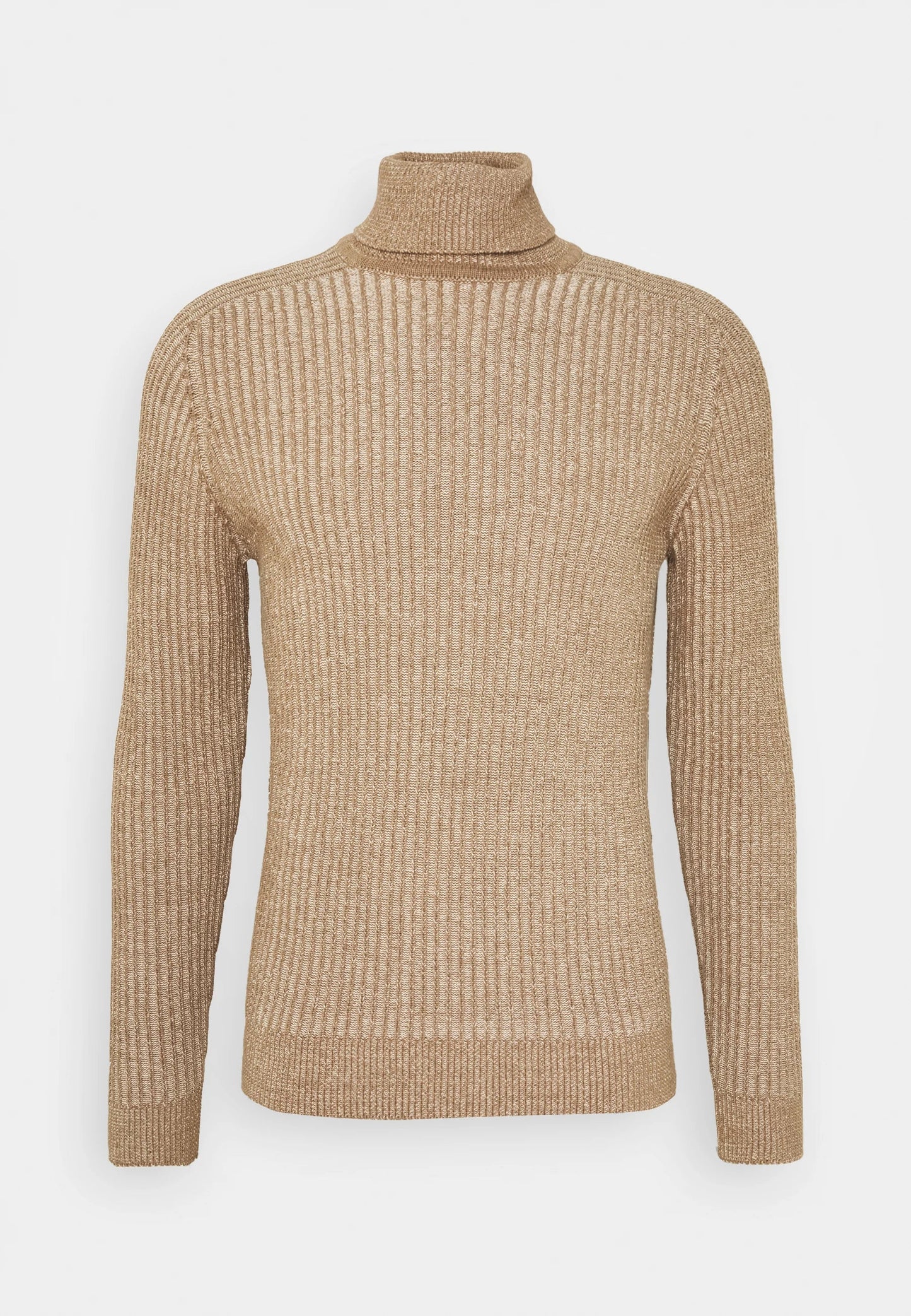 High-Neck Wool Jumper - Beige
