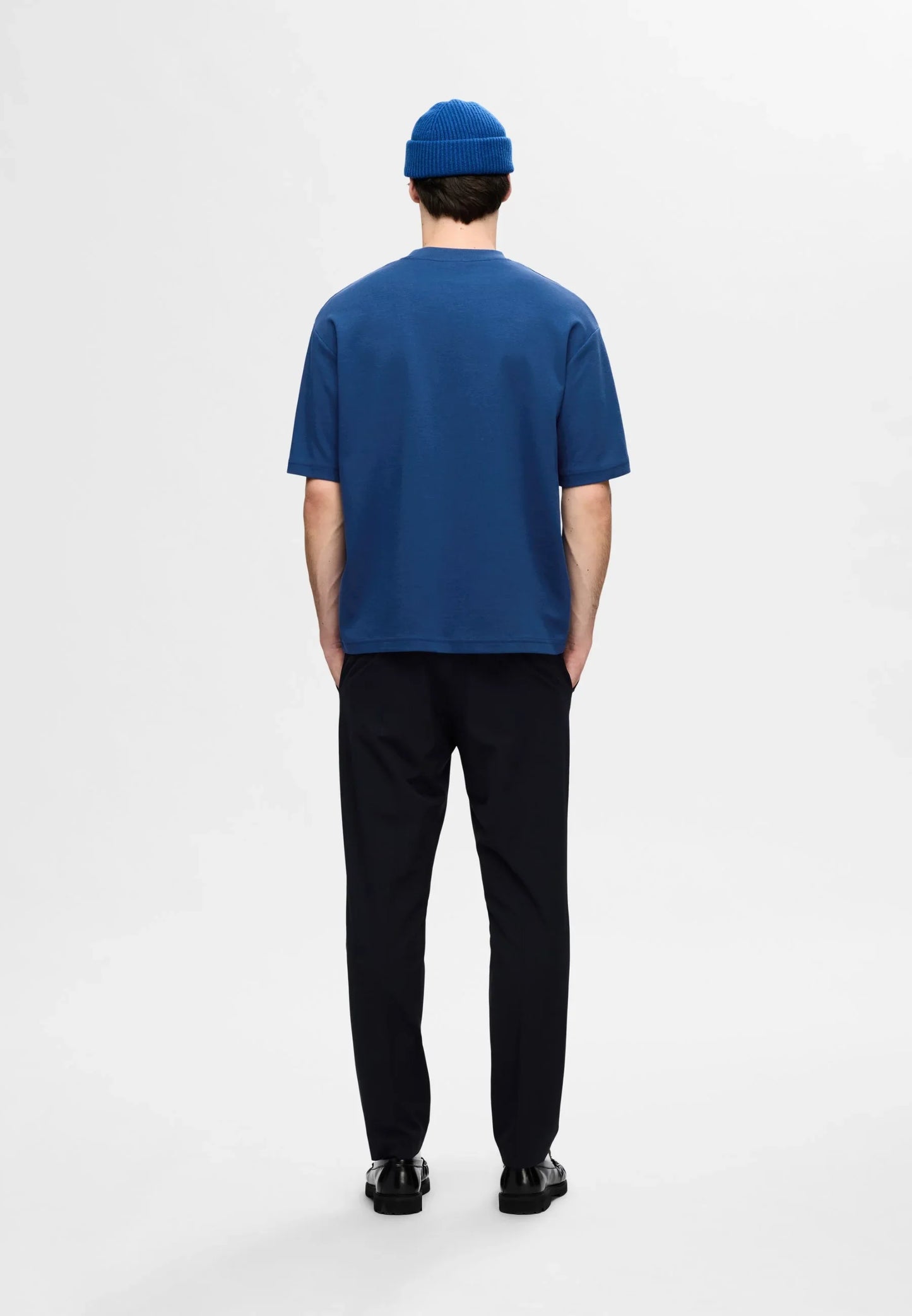 Men's Basic Oversized Round Neck T-Shirt - Dark Blue