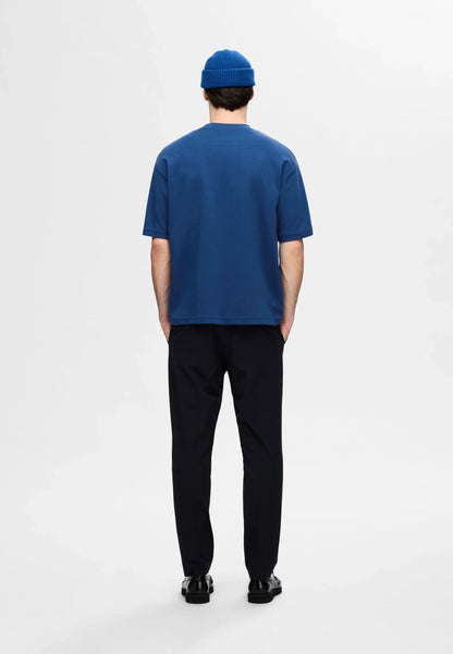 Men's Basic Oversized Round Neck T-Shirt - Dark Blue