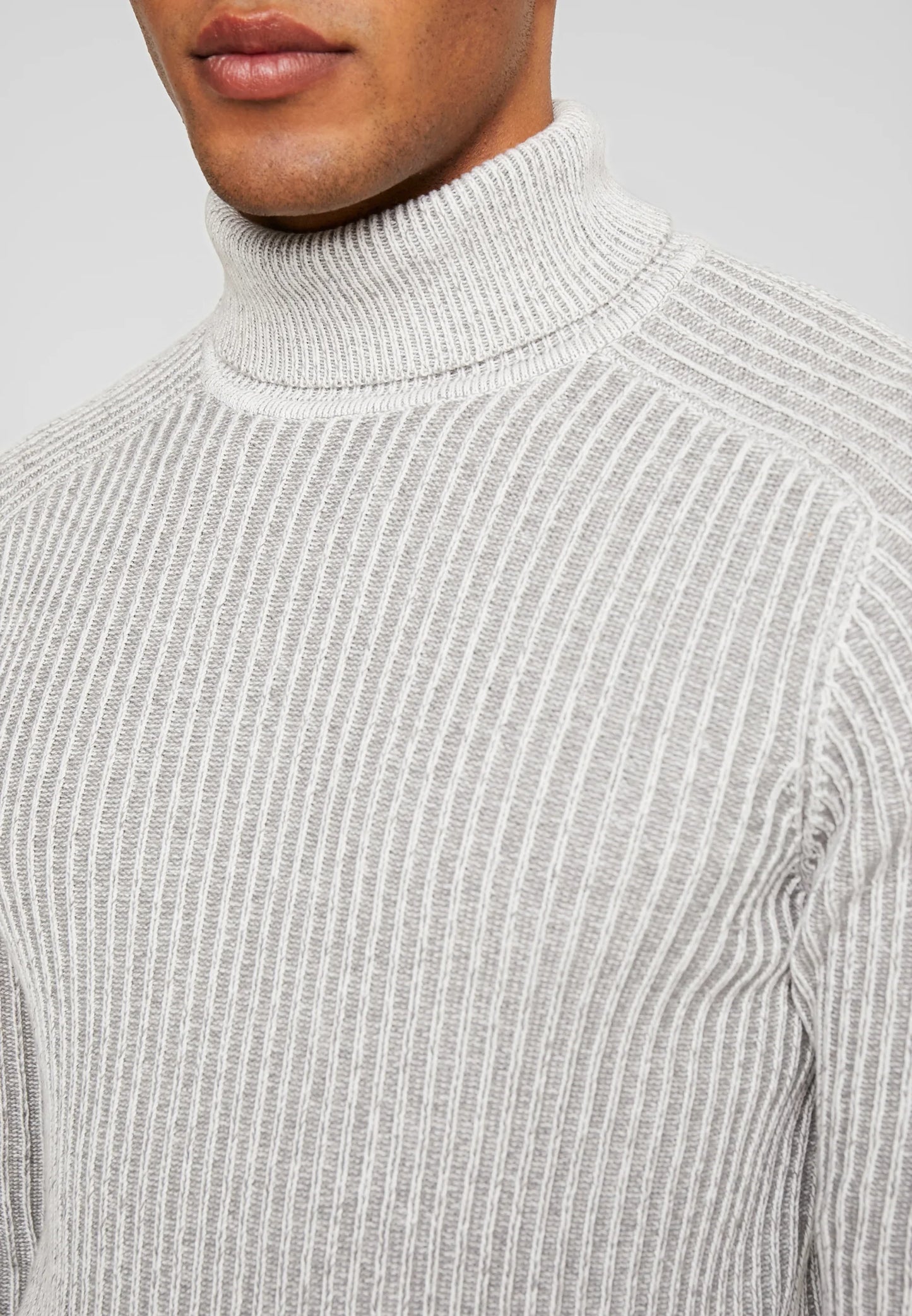 High Neck Wool Jumper - Grey