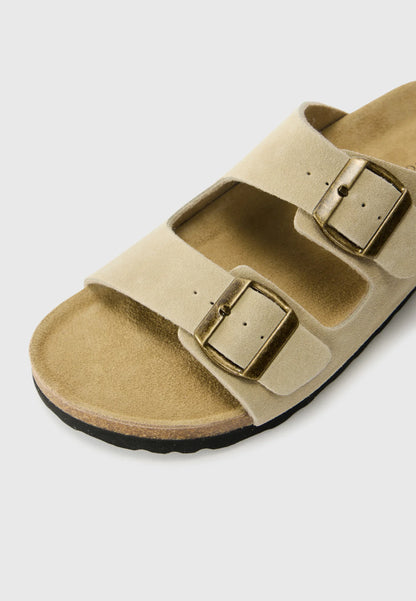 Rully Leather Sandals - Beige