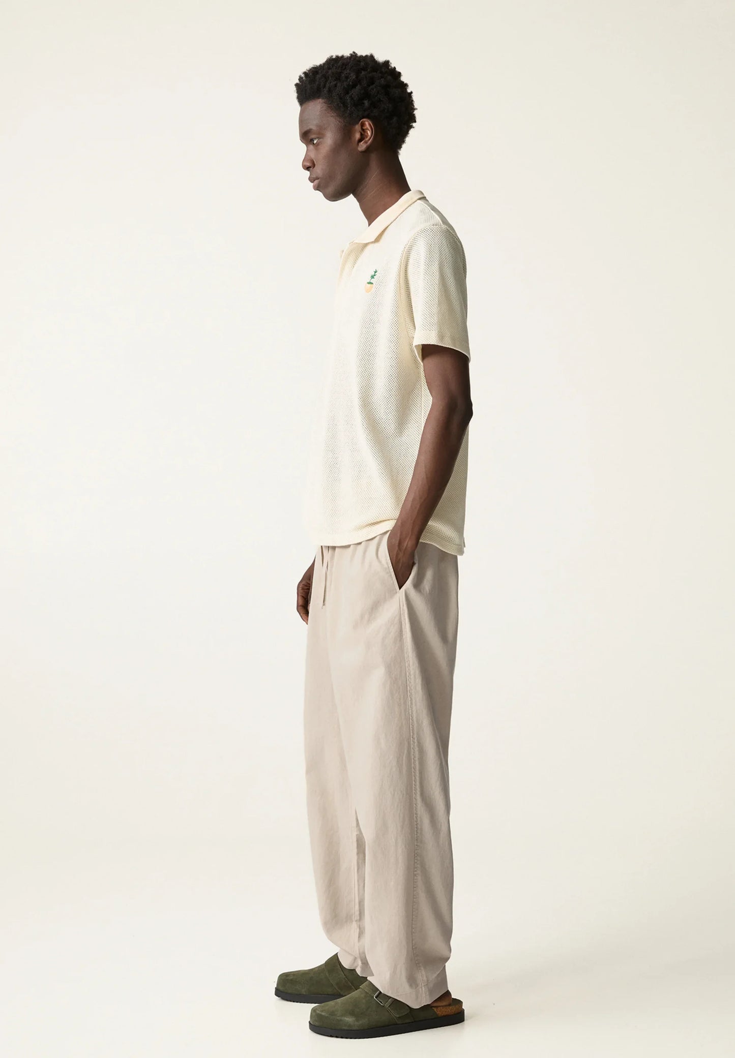 Linen Blend Trousers - Beige