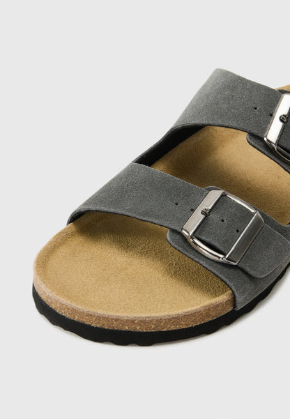 Rully Leather Sandals - Dark Grey