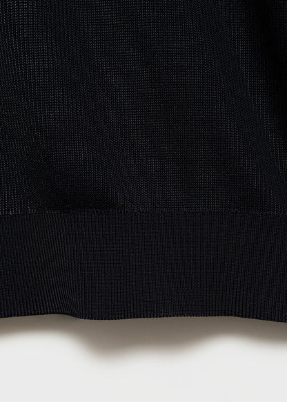 Textured Knit Polo Shirt - Navy Blue
